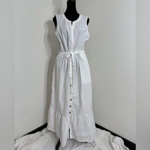 Calvin Klein White Sleeveless Maxi Dress with Ruffled Tie Front